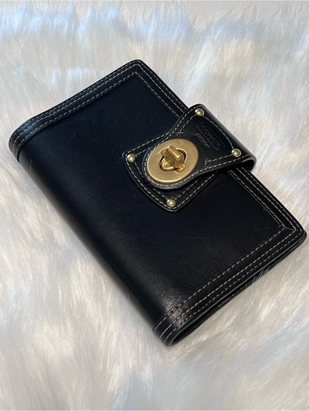 Coach Vintage Black Leather Legacy Turnlock Agenda/Planner